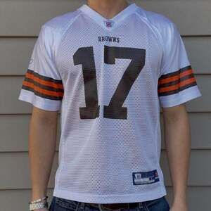 Vintage Reebok Cleveland Browns Braylon Edwards #17 Jersey, White, Youth L / Adu